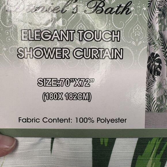 Tropical Palm Leaves Fronds Fabric Shower Curtain 70 x 72 White Green NEW - Picture 4 of 4